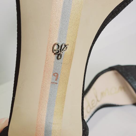 Sam Edelman Patti Ankle Strap Heel Sandals Pumps Black Shimmer Size 9 - Picture 11 of 12